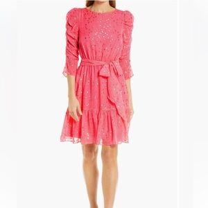 Lilly Pulitzer Vibrant Pink Dress with Gold Accents